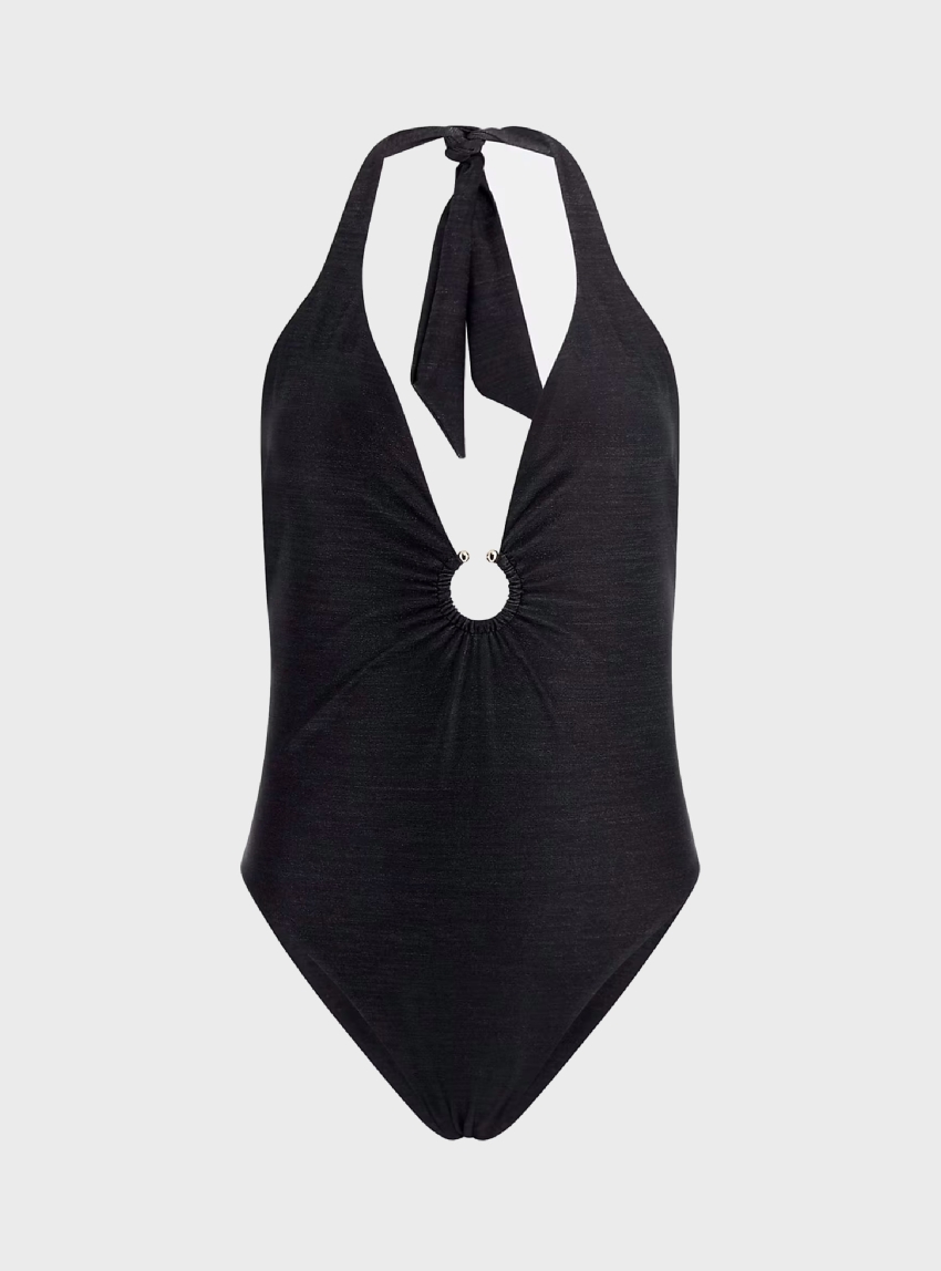 Guess One Piece With Ring - Recy Bright Lurex Jersey Μαγιο W - Jet Black