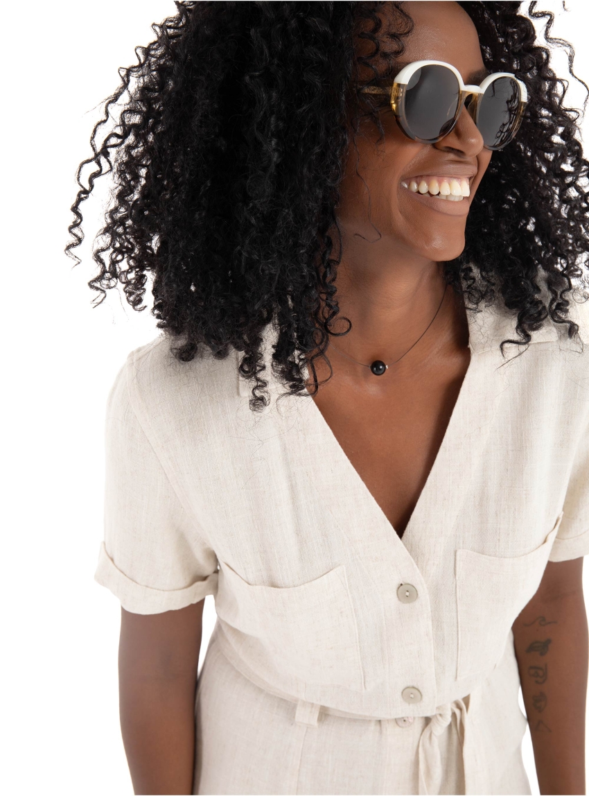 Only Siesta Linen Blend Shirt Dress - Light Beige