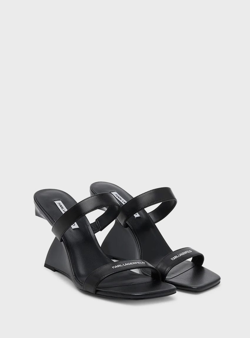 Karl Lagerfeld Waverly Twin Strap Heeled Sandals - Black