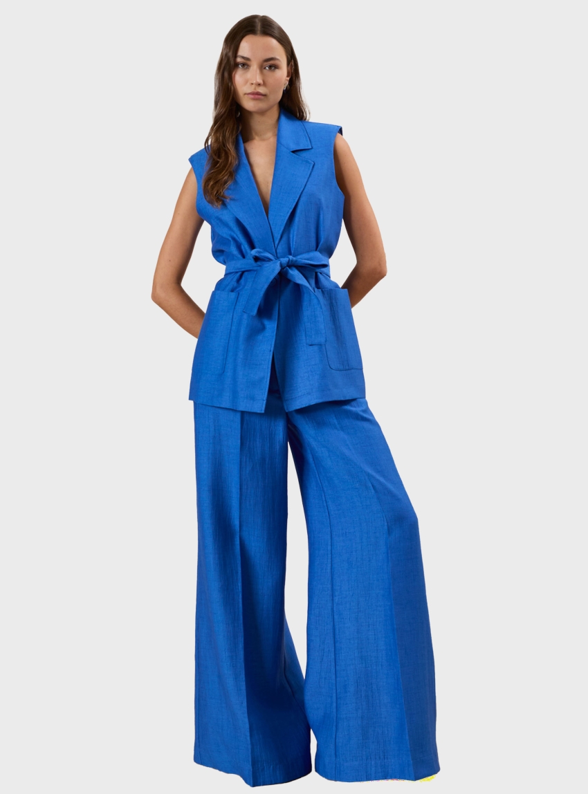 Souvenir Linen Blend Trousers - Royal Blue