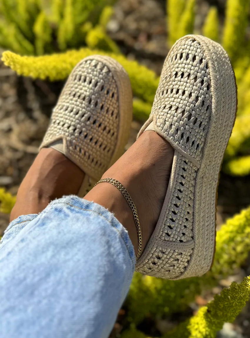 Toms Valencia Platform Espadrilles - Gold