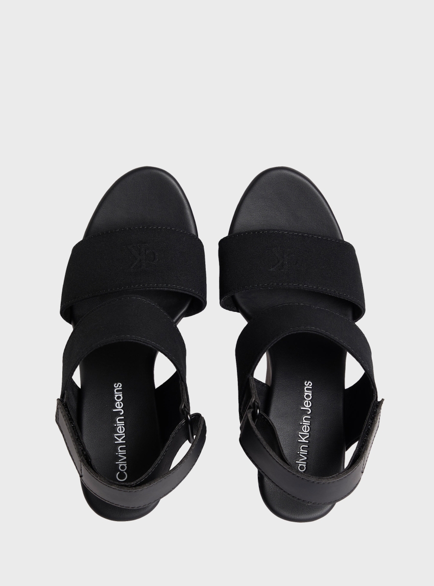 Calvin Klein Canvas Platform Wedge Sandals - Black