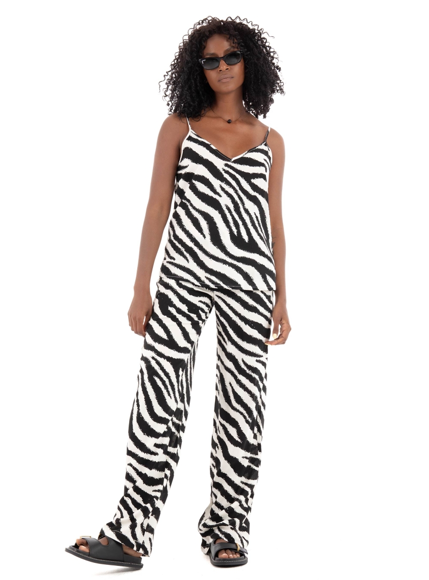 Vero Moda Easy Joy Hw Wide Pants Wvn Ga - Zebra Print