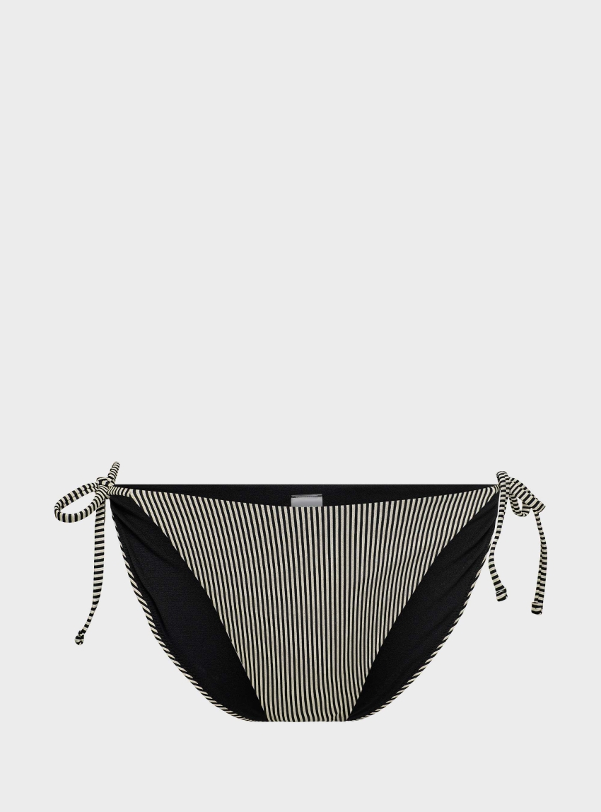 Only Phoebe Stripe Tie Bikini Bottoms - Black