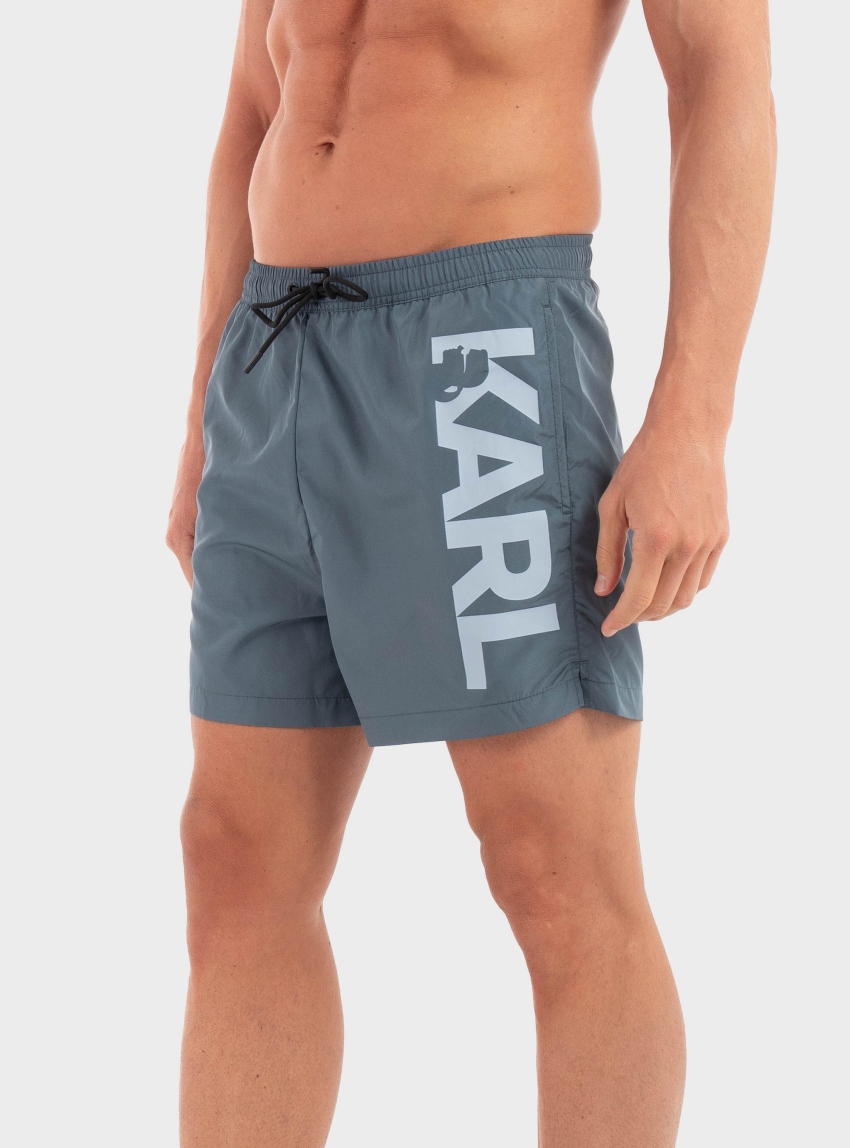 Karl Lagerfeld Logo Long Boardshorts - Grey