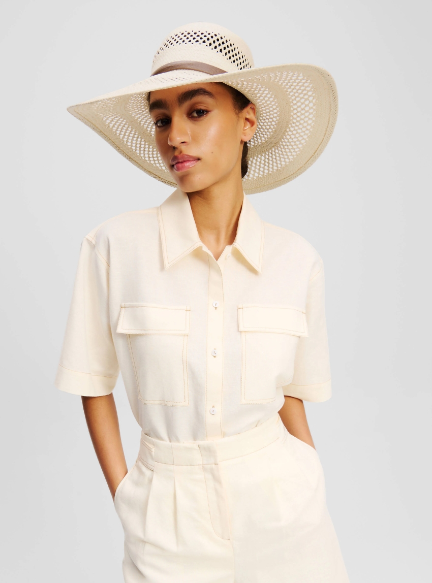 Karl Lagerfeld K/Autograph Belt Straw Hat - Natural