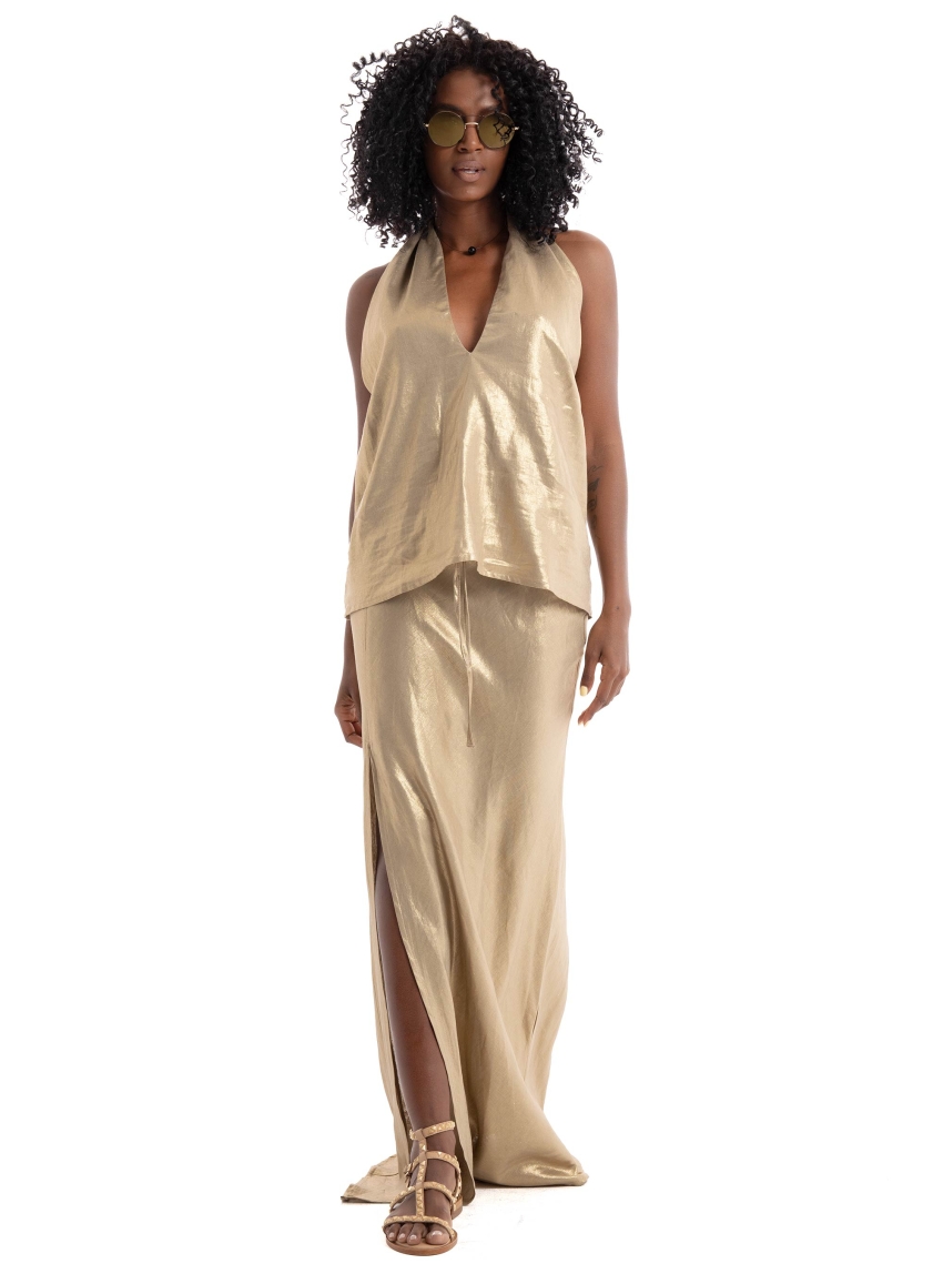 Black & Black  Skirt - Gold