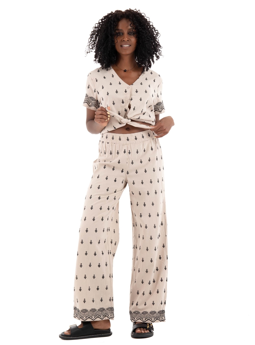 Only Siesta Willa Knot Button Top - Pumice Stone
