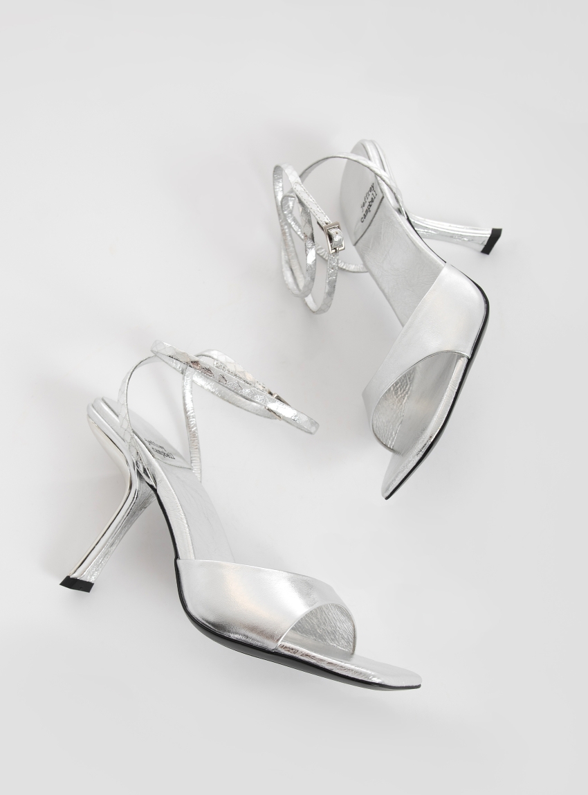 Jeffrey Campbell Run It Heel Sandals - Silver