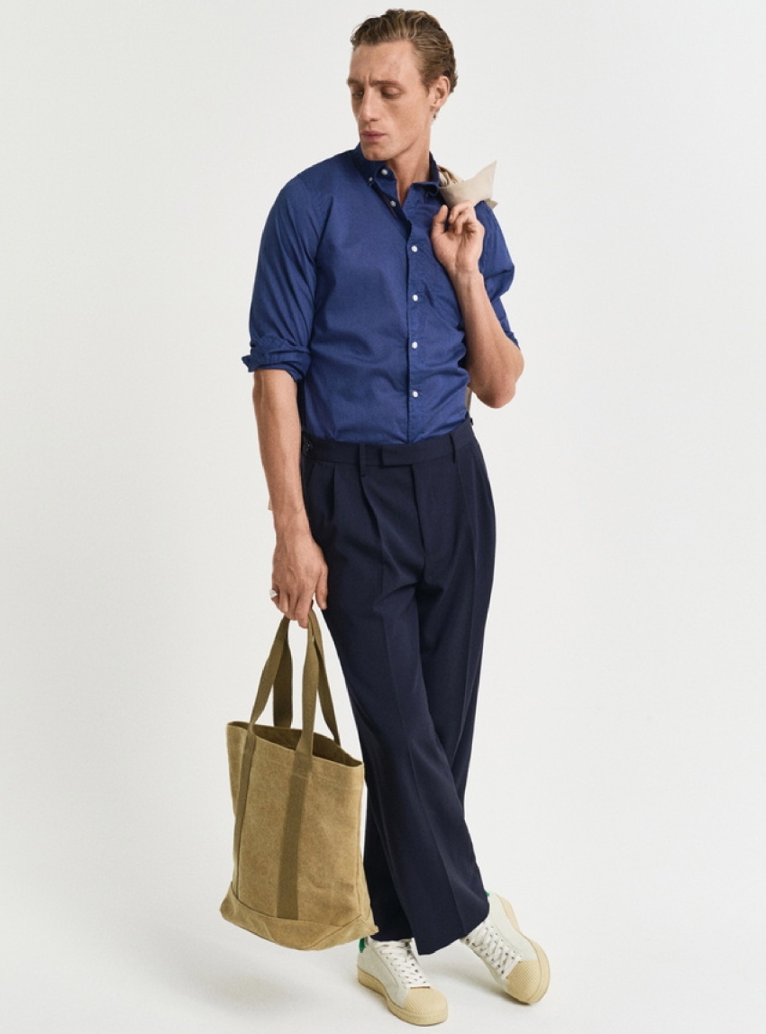 Gant Regular Fit Linen Shirt - Blue