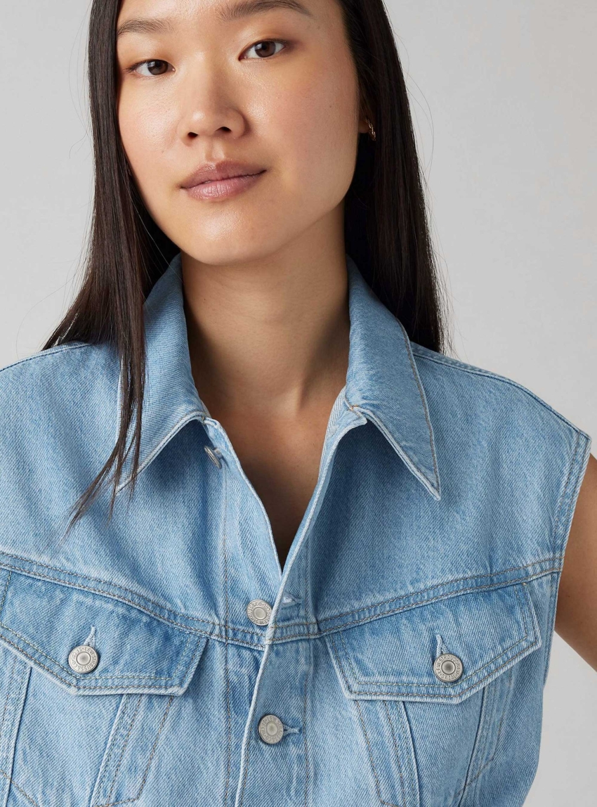 Levi's Iconic Sleeveless Dress - Light Aged Denim