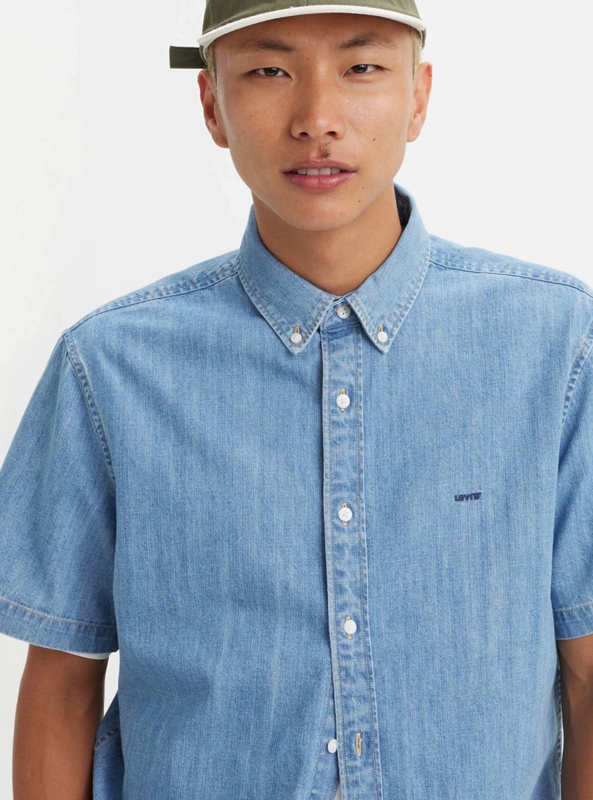 Levi's Short Sleeve Authentic Button Down Shirt - Light Aged Denim