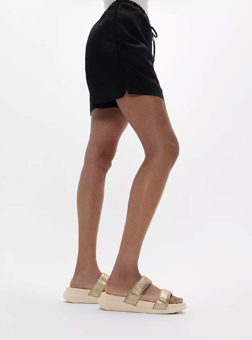 Fitflop F-MODE GO Adjustable Two-Bar Slides - Gold