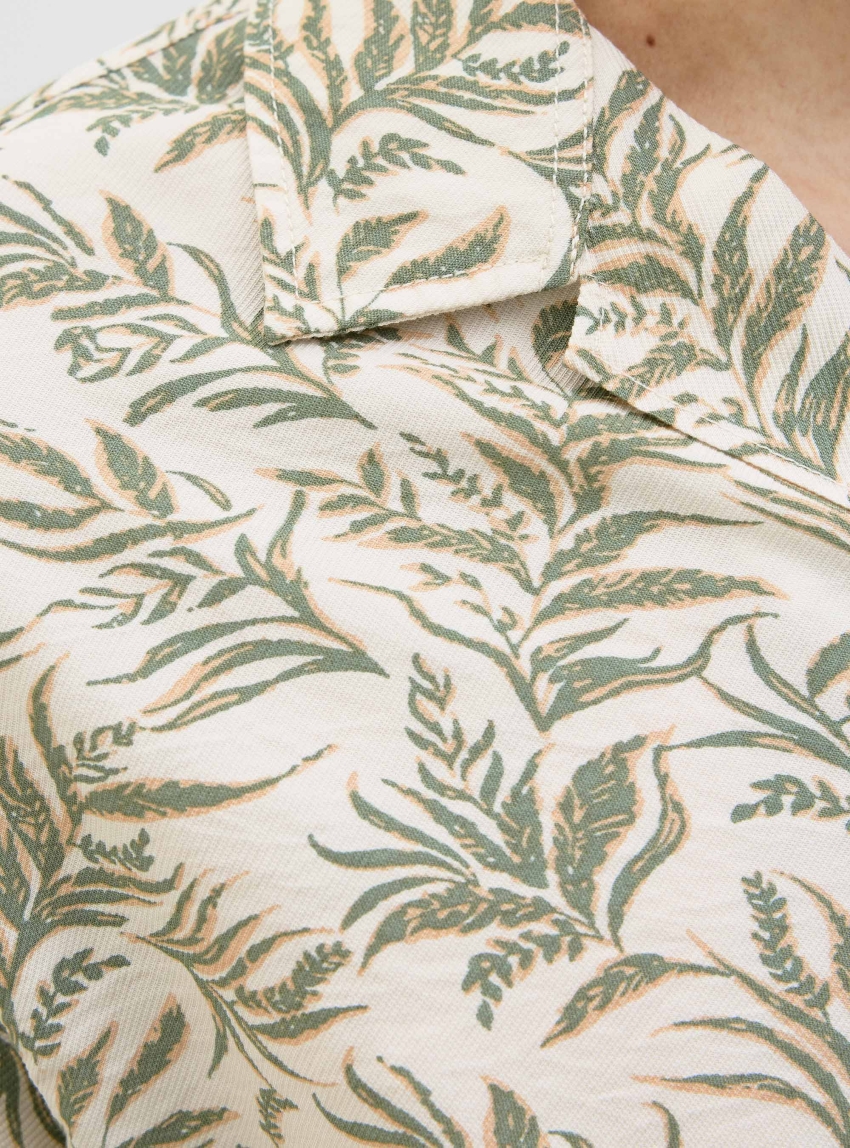 Jack & Jones Premium Jpr Lincoln Print Resort Shirt - Light Olive