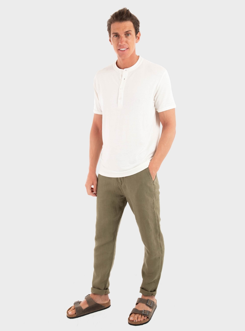 Gianni Lupo Linen Blend T-Shirt - Off White
