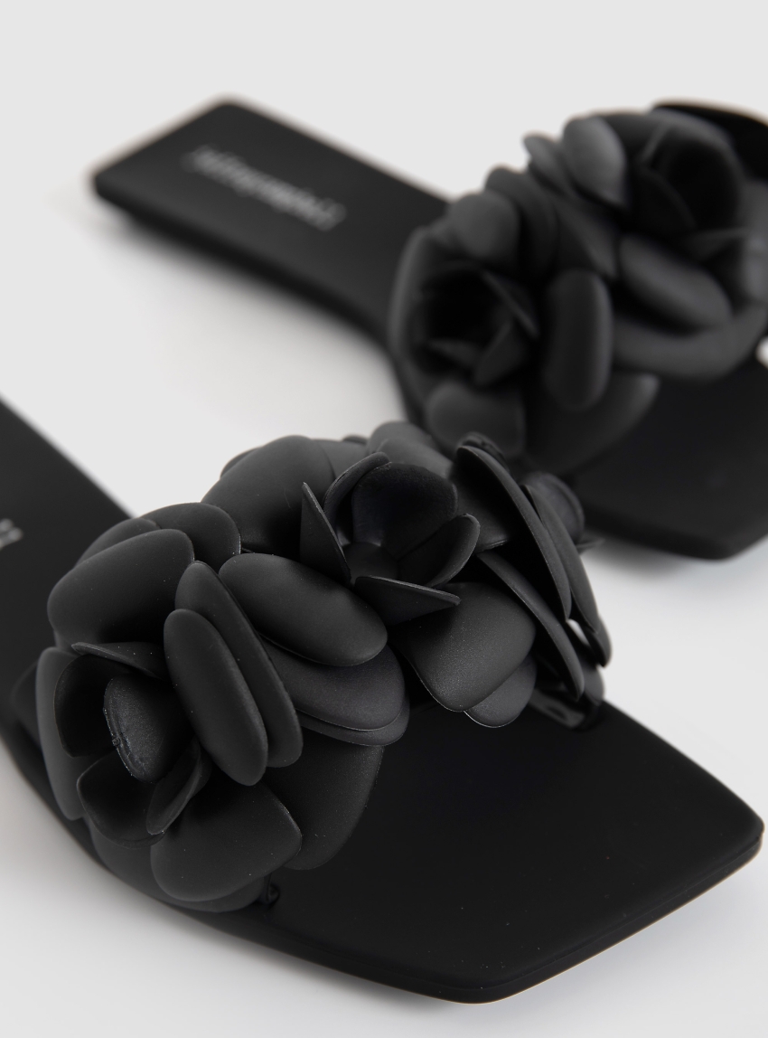 Jeffrey Campbell Jellies Floralee Sandals - Black