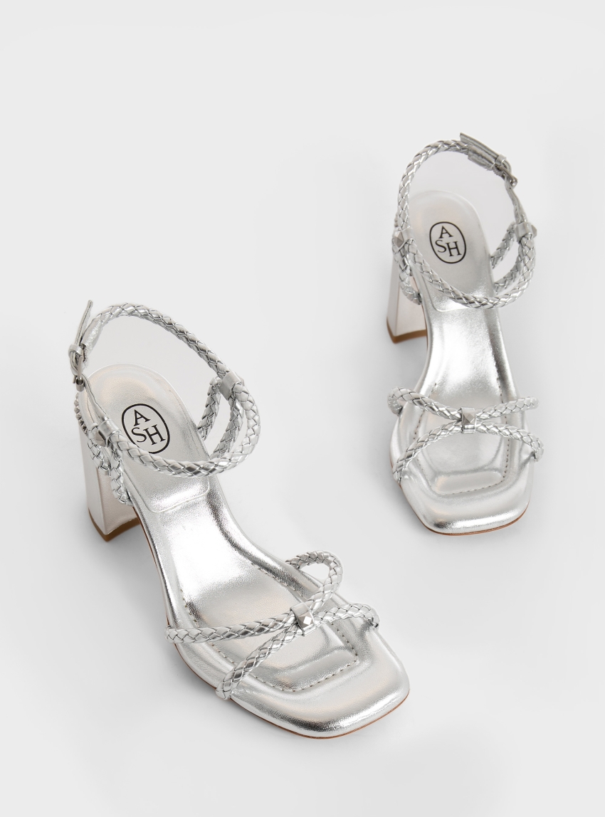 Ash Lola Heel Sandals - Silver