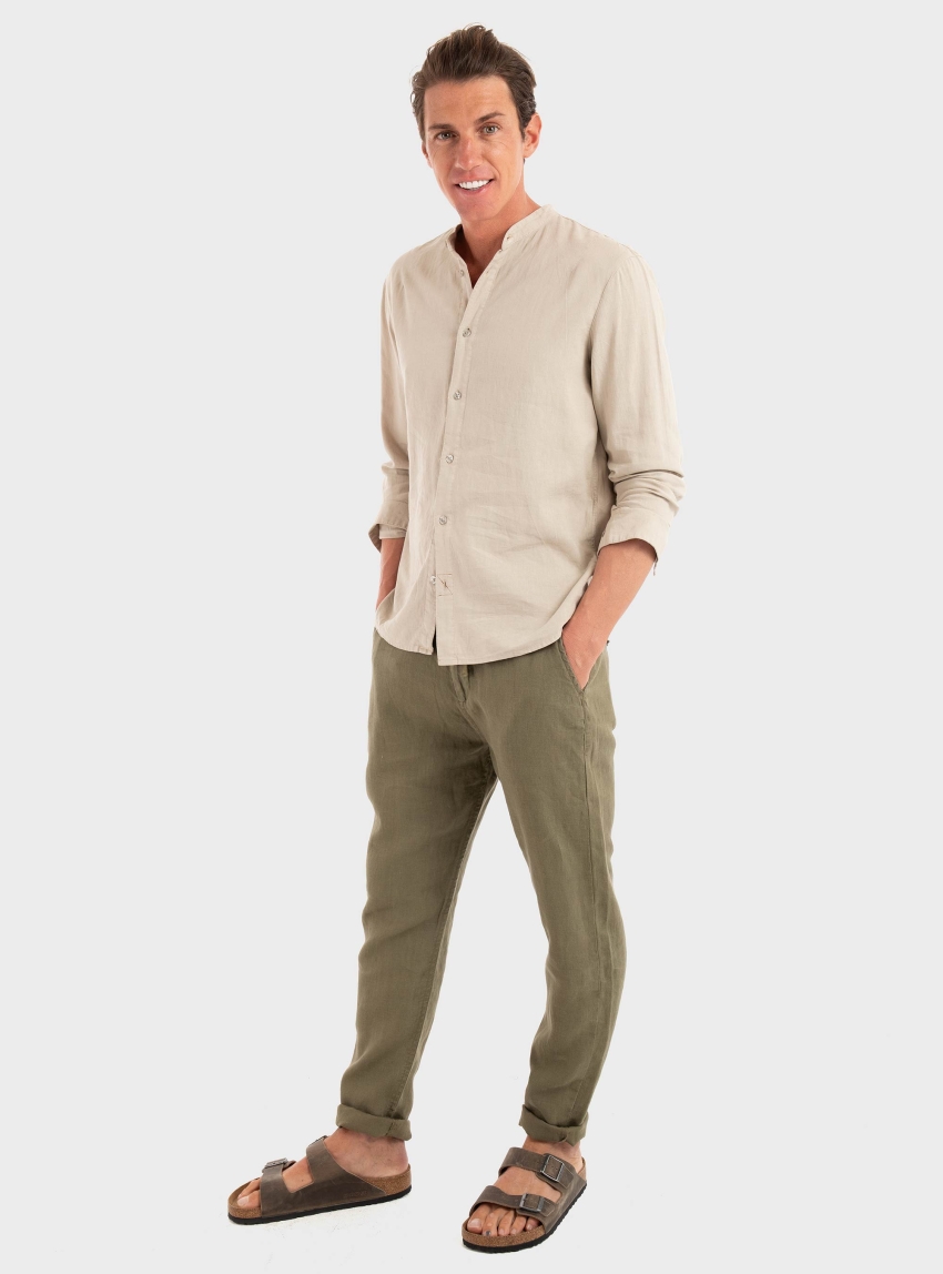 Gabba Sven Reg Lino Mand Shirt - Sand