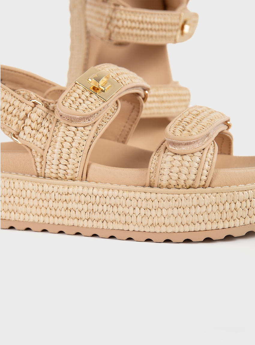 Steve Madden Bigmona Plastic Raffia Sandals - Natural