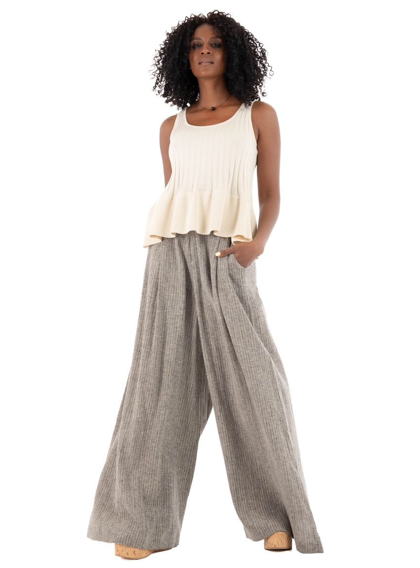 Vero Moda Aware River O-Neck Peplum Knit Top - Ecru