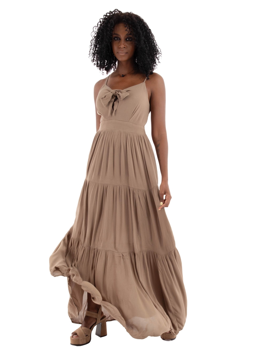 Only Chiara Knot Long Dress - Light Brown