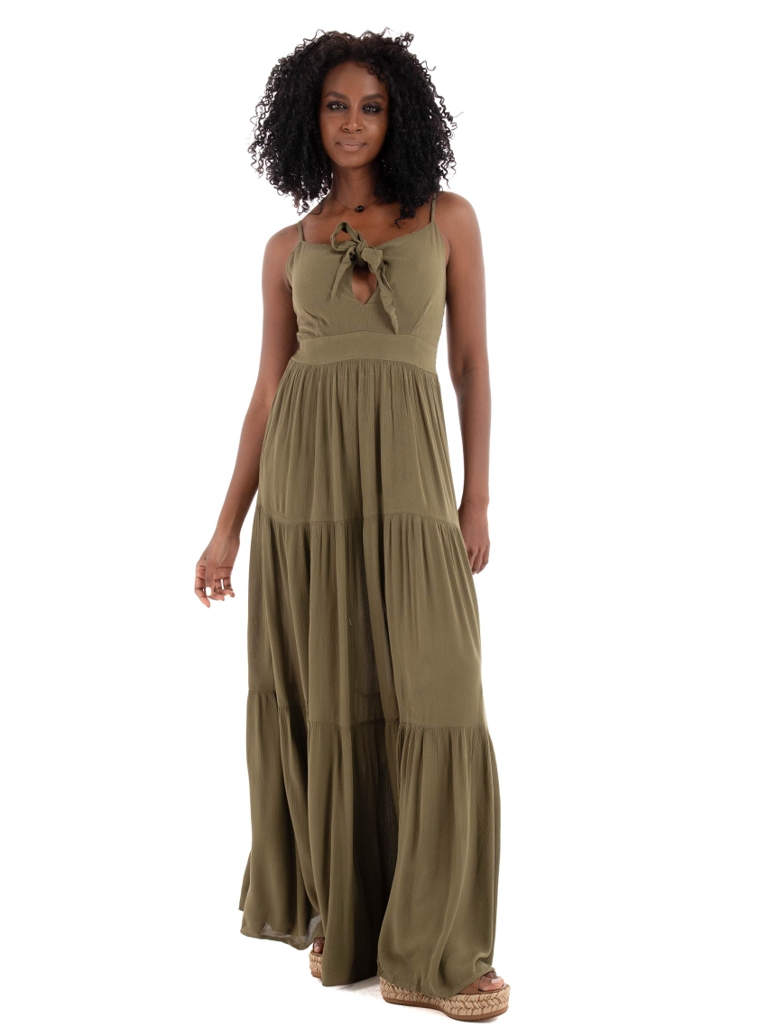 Only Chiara Knot Long Dress - Olive 