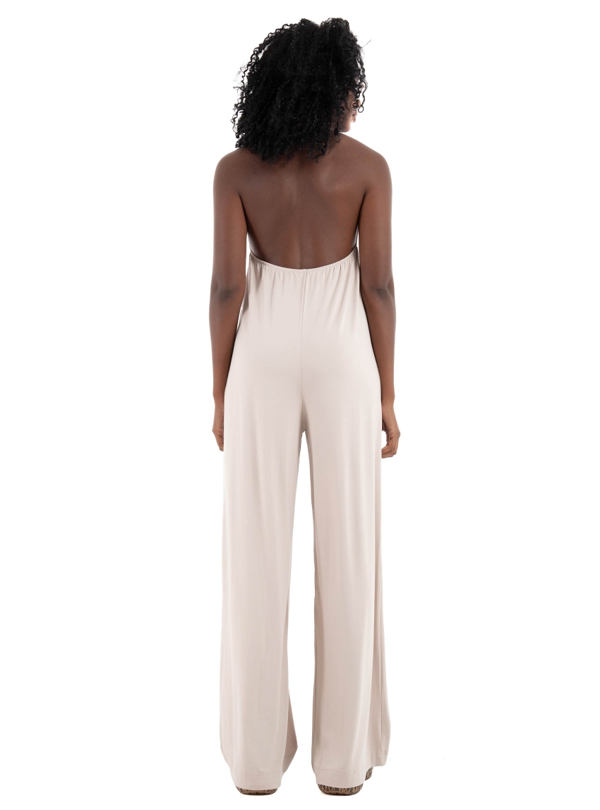 Four Minds Open Back Jumpsuit - Light Beige