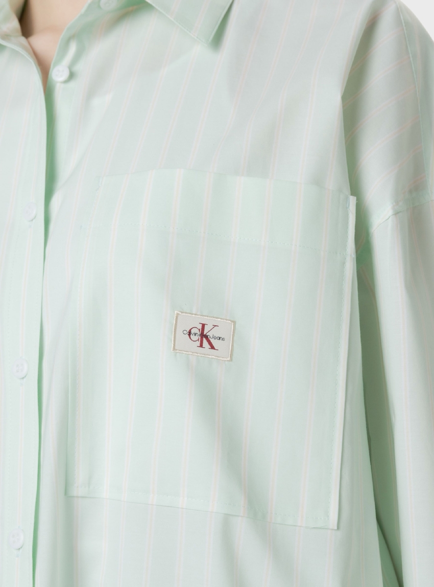 Calvin Klein Summer Poplin Oversized Shirt - Light Aquamarine