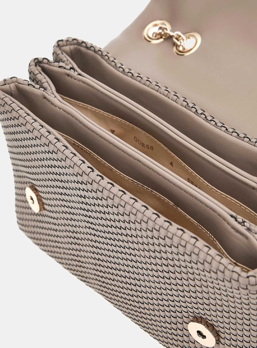 Guess Phaedra Woven Mini Crossbody - Taupe