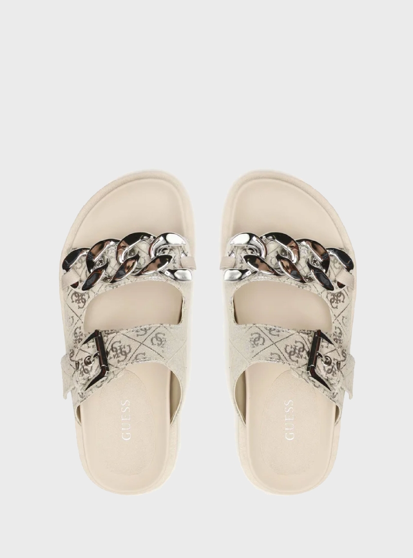 Guess Fatema 4G Logo Slippers - Beige