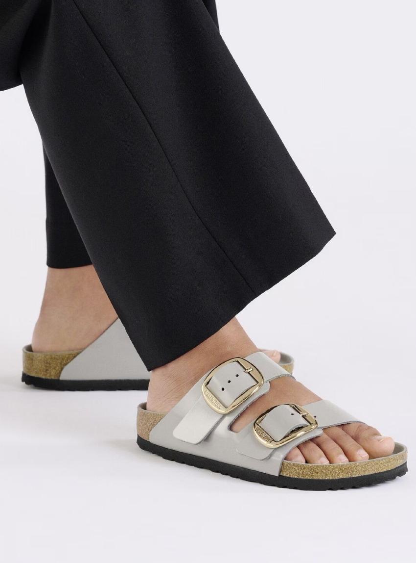 Birkenstock Arizona Big Buckle Narrow Fit Sandals High Shine - Light Grey