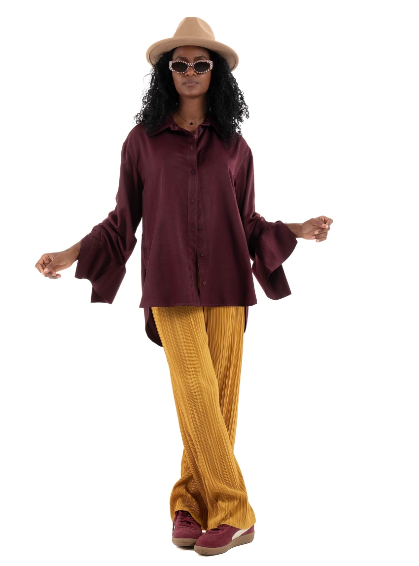 Calvin Klein Plisse Pull On Trousers - Mustard