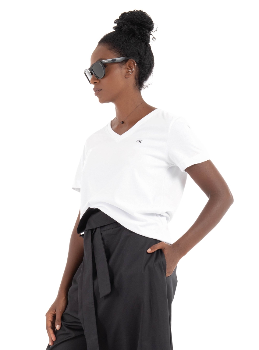Calvin Klein Archive Jersey V-neck Tee - White