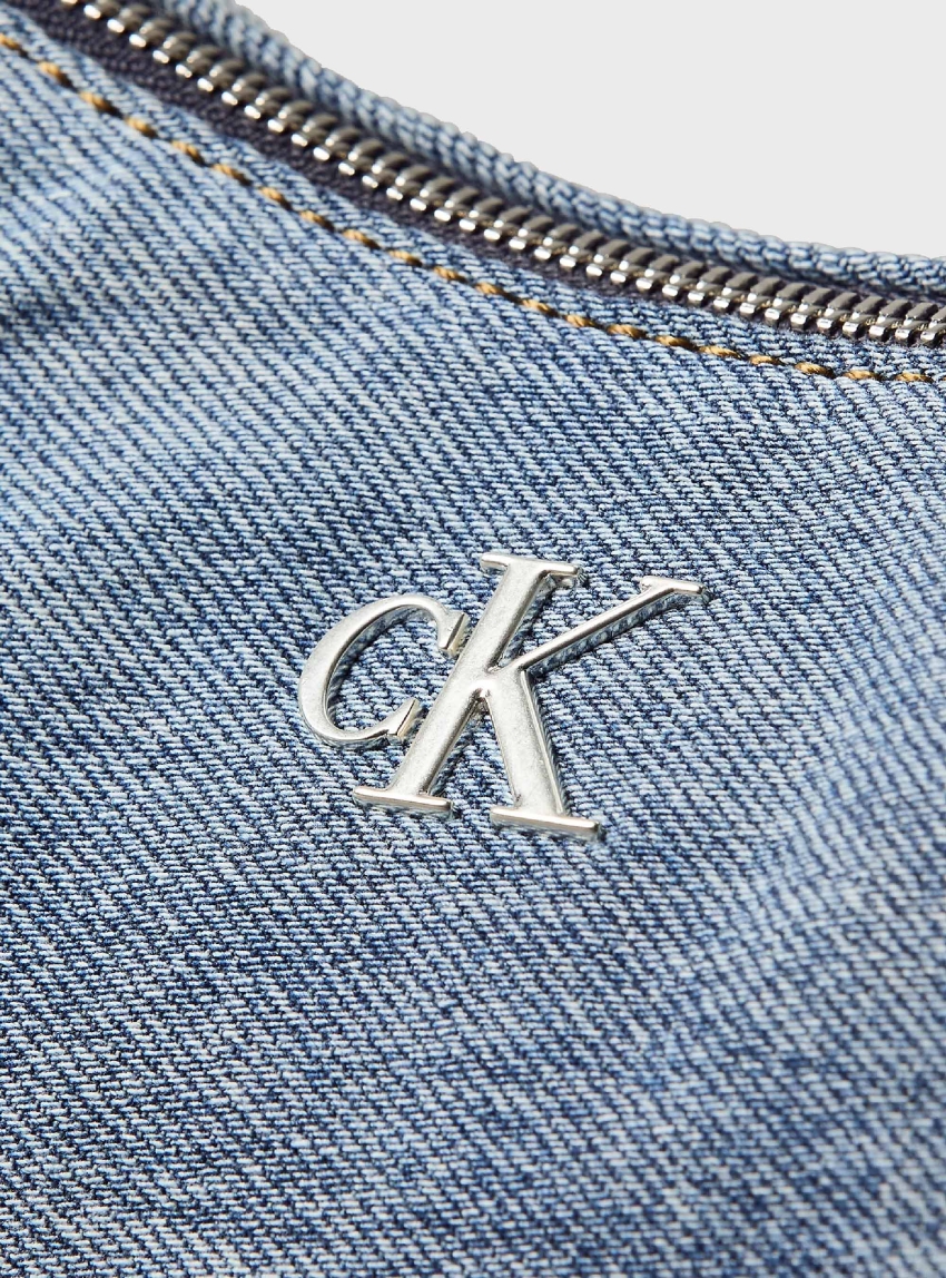 Calvin Klein Small Denim Hobo Bag - Denim