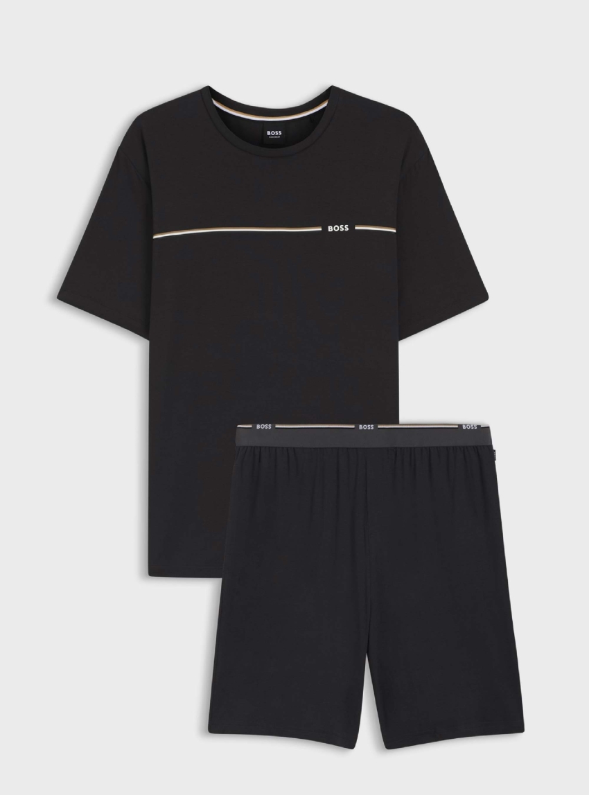 BOSS Gift-Boxed Pyjamas Bamboo Short Set - Black
