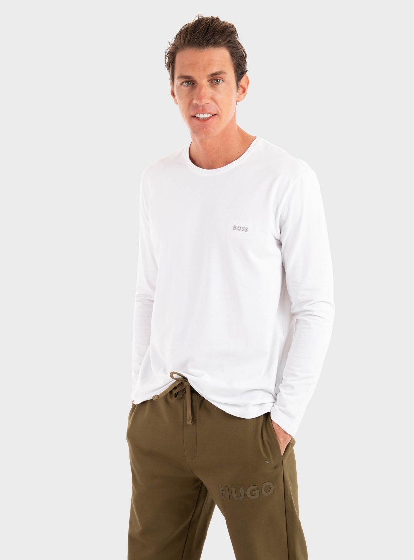 BOSS Stretch-Cotton Loungewear Top Mix&Match LS-Shirt R - White