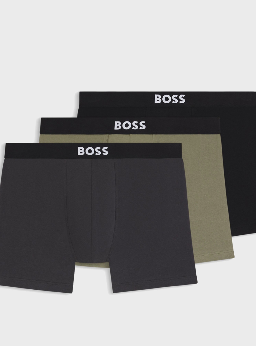 BOSS Three-Pack Logo-Waistband Boxer Briefs BoxerBr 3P BOSS ONE - Multi Colors