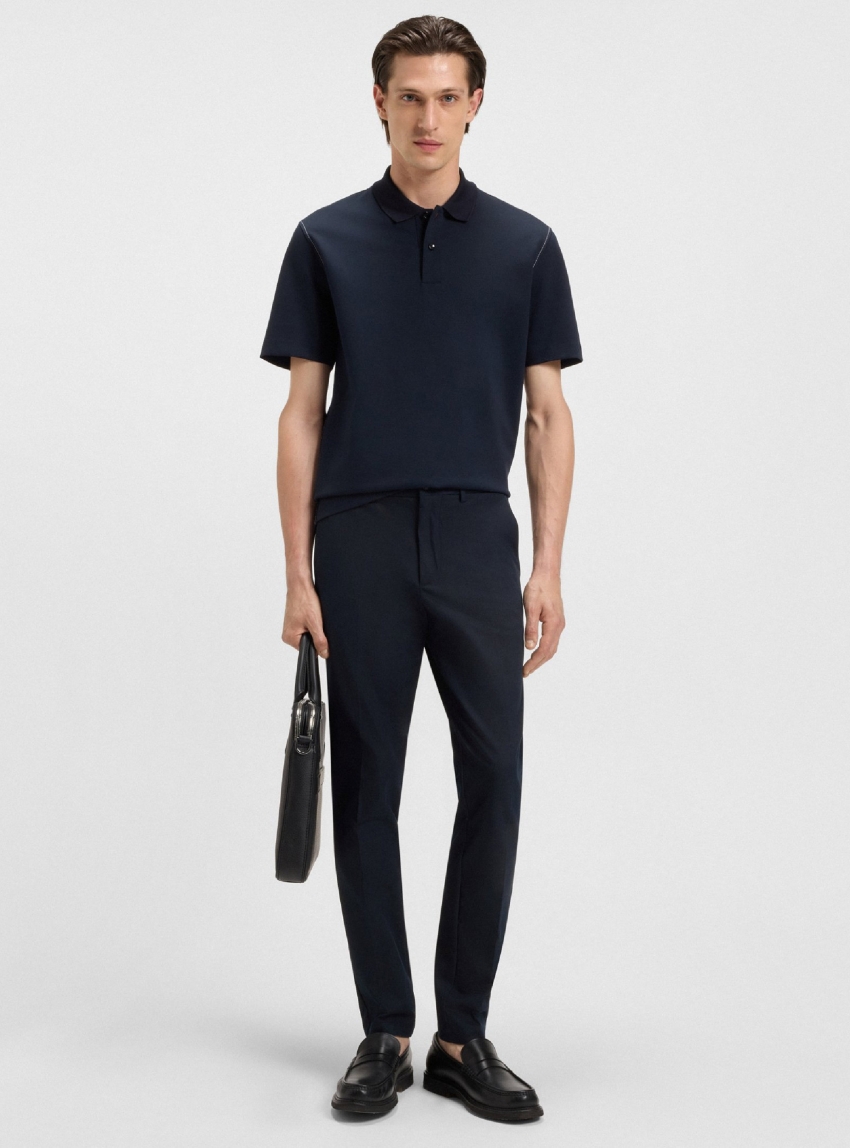 BOSS Slim-Fit Trousers In A Stretch-Cotton Blend P-Kaiton1-Zip - Dark Blue