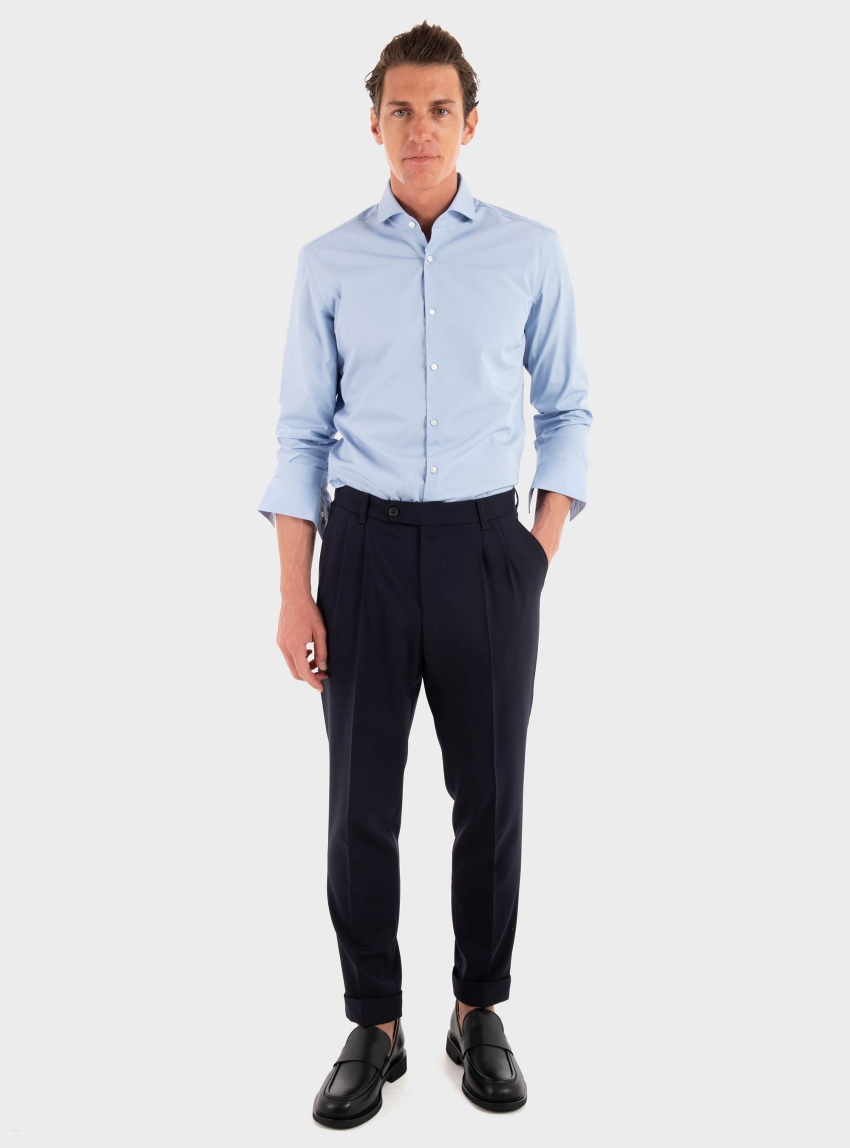 BOSS Tapered-Fit Virgin Wool Trousers C-Perin-DPL-TU-253 - Dark Blue