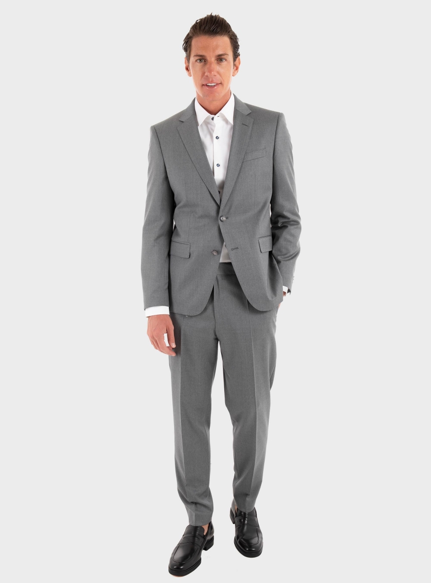 BOSS Tapered-Fit Virgin Wool Trousers H-Perin-253 - Grey