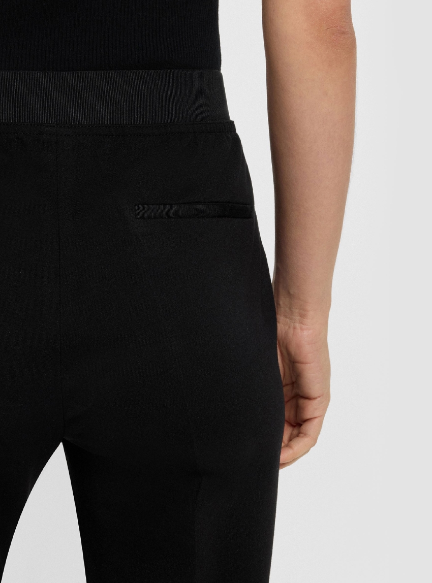 BOSS Slim Fit Trousers In Stretch Punto Milano Fabric Tapria-Crop - Black