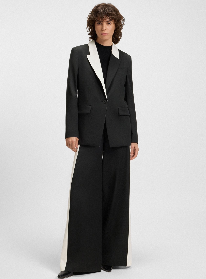 BOSS Relaxed-Fit Blazer With Colour-Blocked Lapels  Janka6 - Black