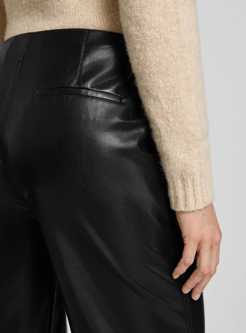 BOSS Straight-Leg Trousers In Faux Leather Timiras - Black