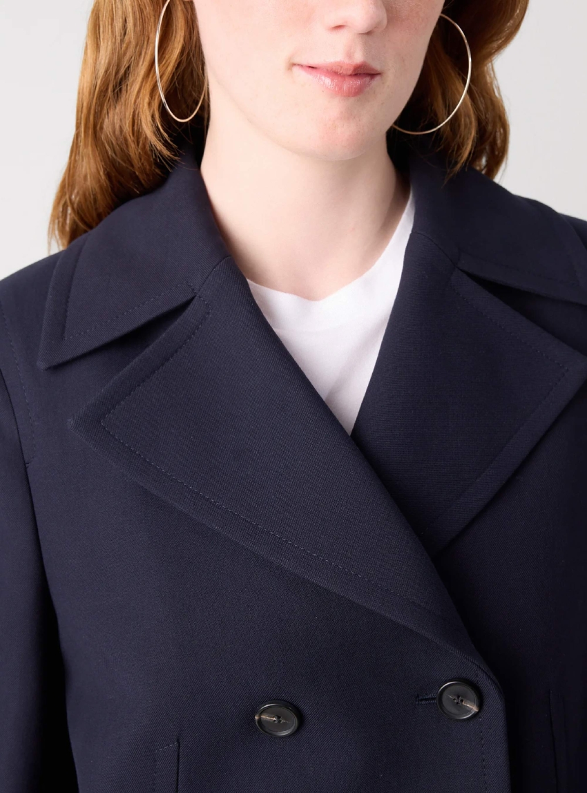 BOSS Double Breasted Coat Caraza - Dark Blue