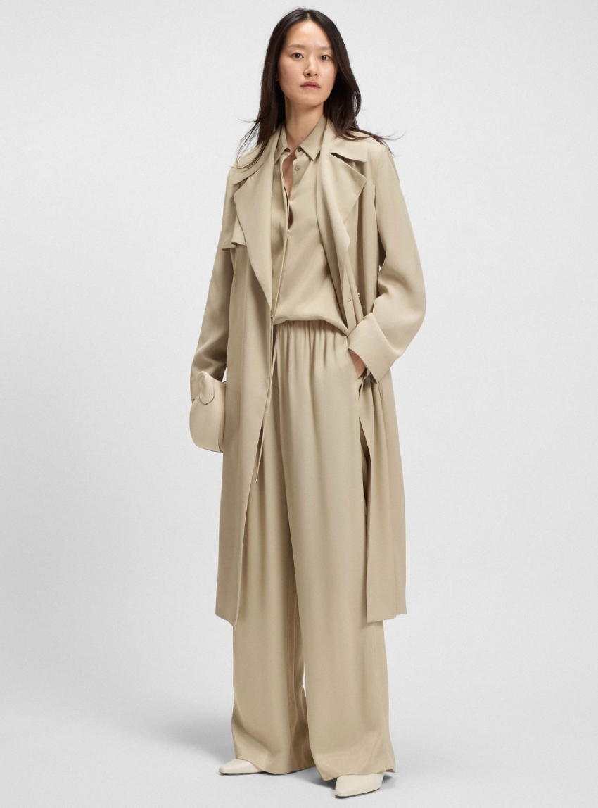 BOSS Extra-Long Relaxed-Fit Trousers In Satin Tavati - Light Beige