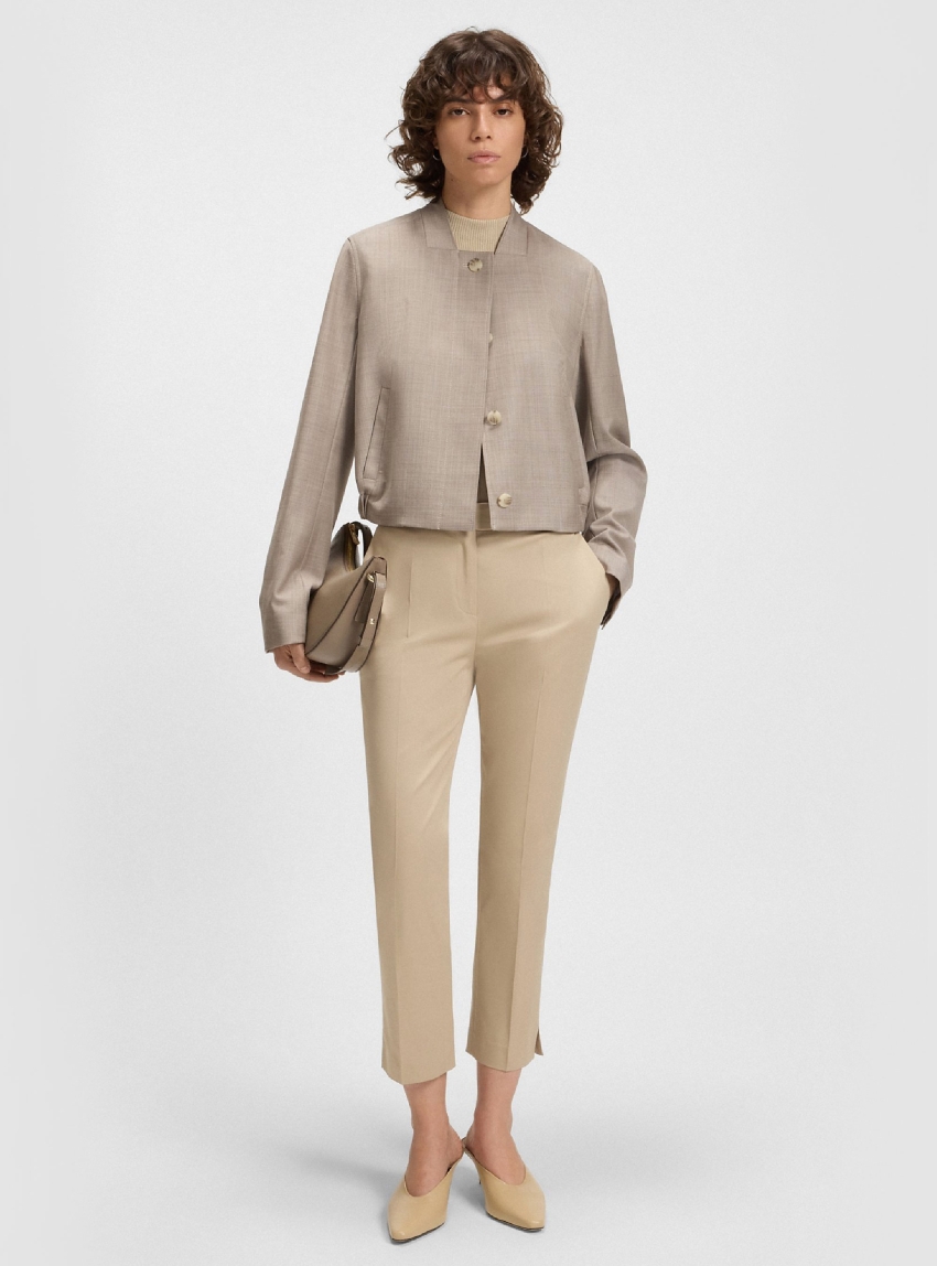 BOSS Slim-Fit Trousers In Stretch Cotton Tapria-Crop1 - Light Beige