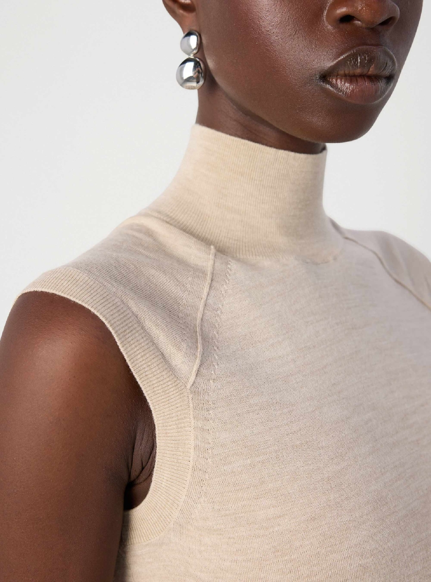 BOSS High Neck Knit Fipini - Light Beige