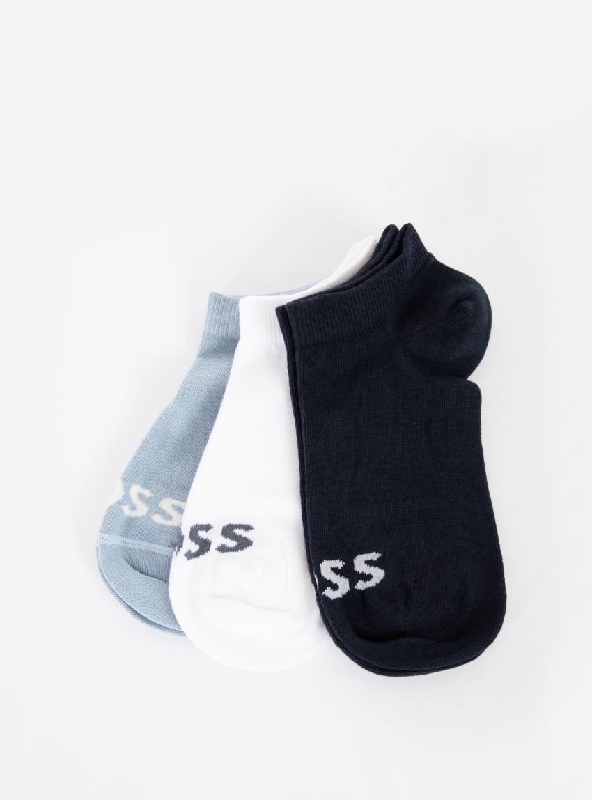 BOSS Three-Pack Ankle-Length Contrast Logos Socks 3P AS Logo CC W - Sky Blue