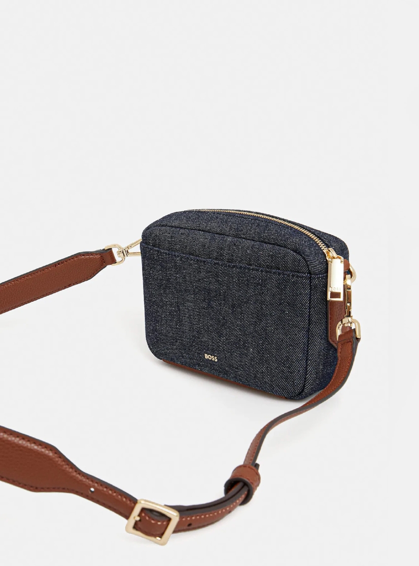 BOSS Cotton-Denim Crossbody Bag Anett D - Denim