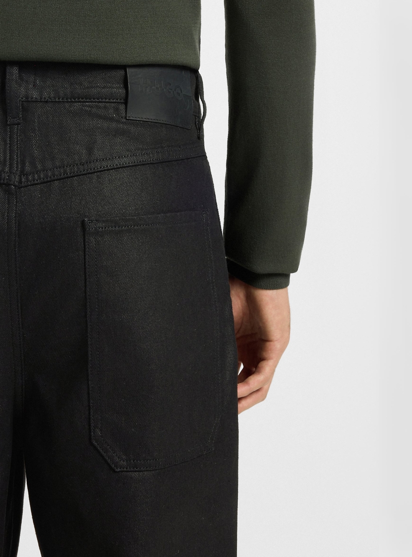 HUGO Relaxed-Fit Jeans In Black Waxed Denim  HUGO 245 - Black
